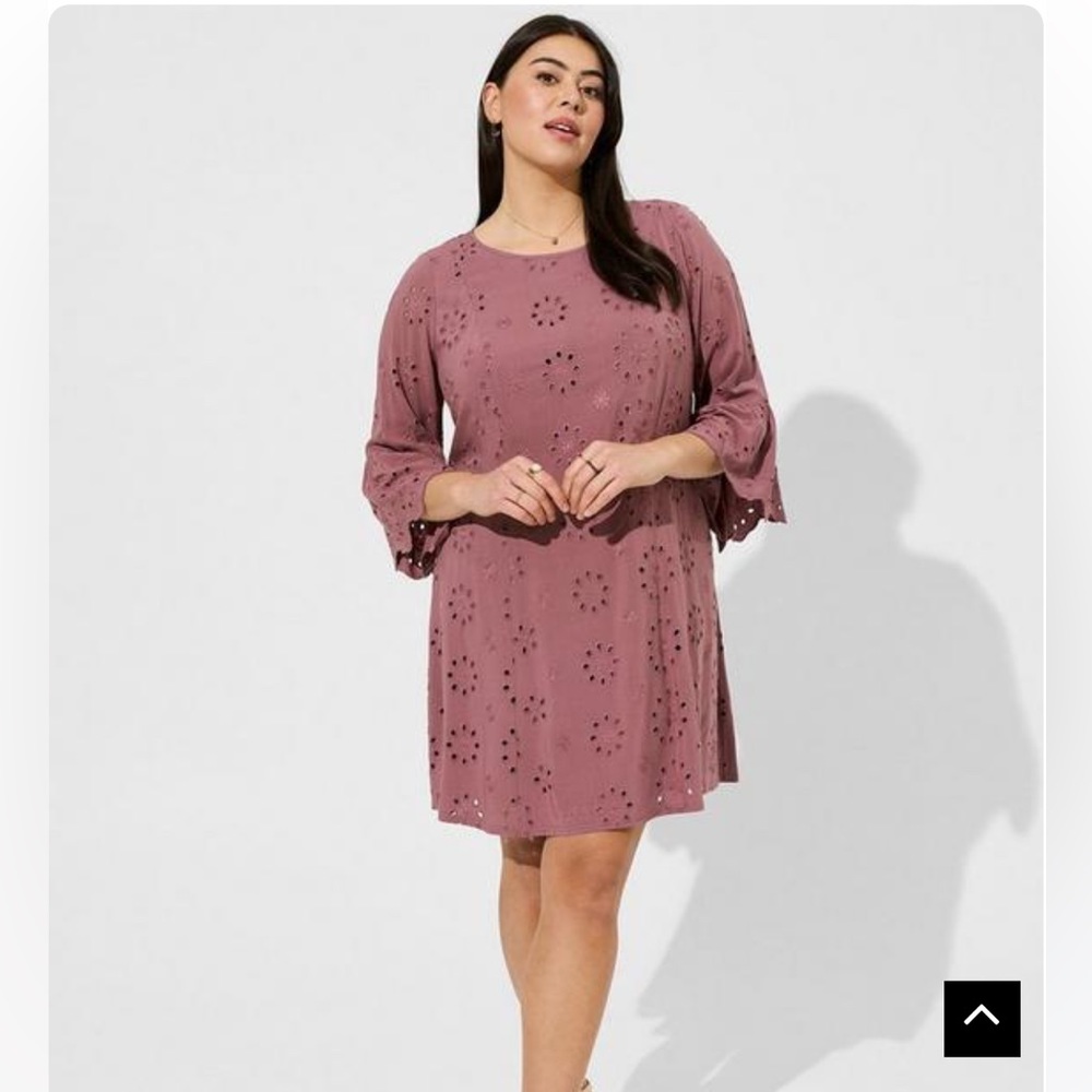 Mini Challis Eyelet Dress